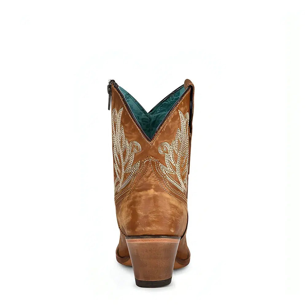 A4218 - M Corral brown western cowgirl cowhide leather ankle boots for women-Kuet.us