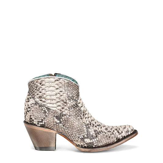 A4319 - M Corral White western cowgirl phyton ankle boots for women-Kuet.us