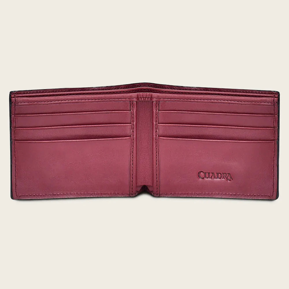 B2910AL - Cuadra Black Classic Full Alligator Leather Bi Fold Wallet