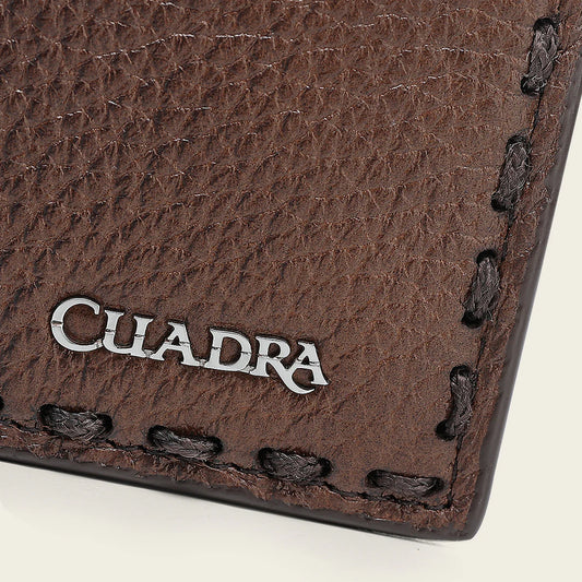 BC043VE - Cuadra honey deer leather bi fold wallet for men