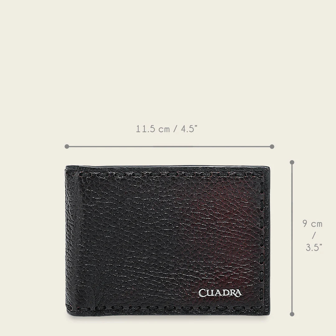 BC043VE - Cuadra Wine Deer Leather Bi Fold Wallet for Men