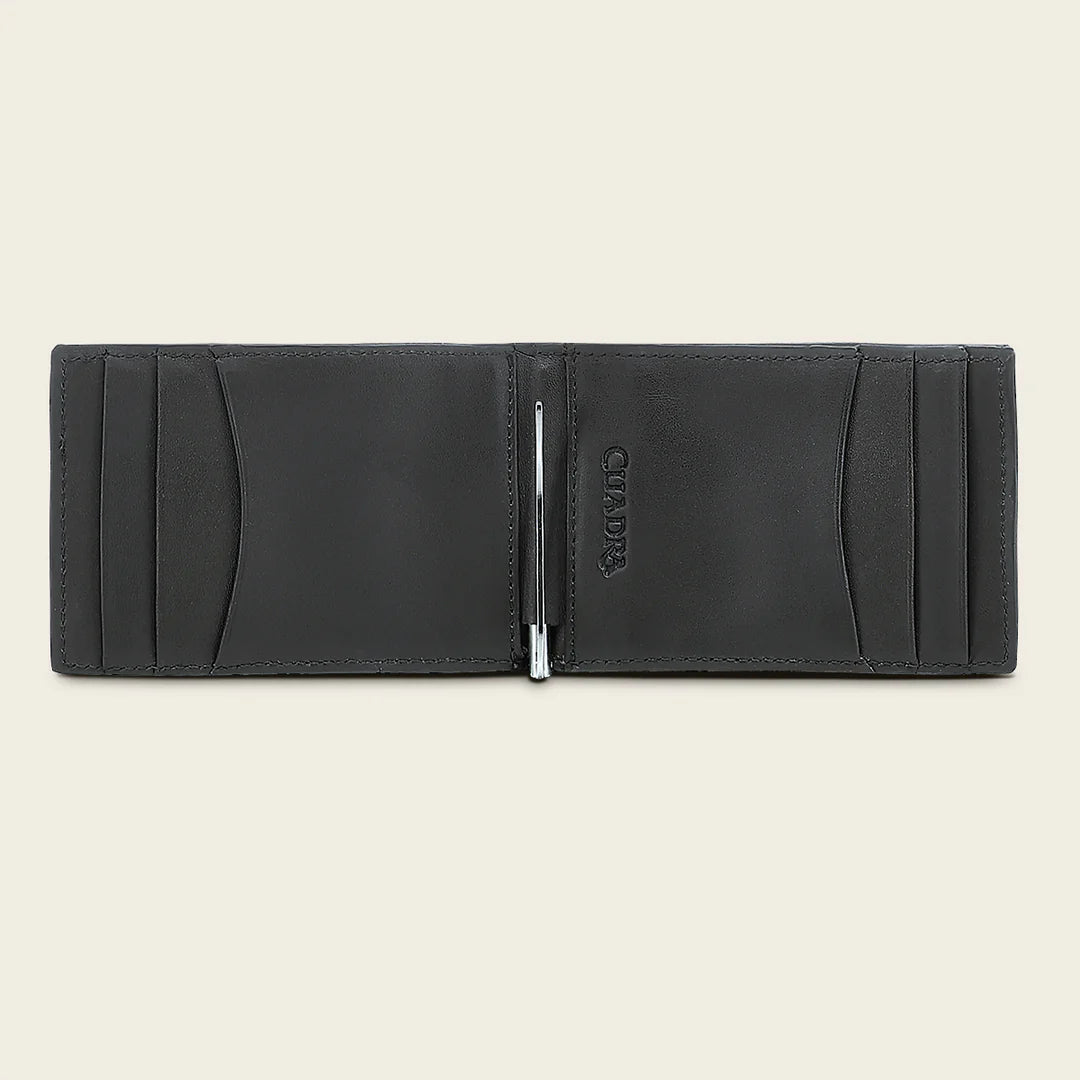 BC052MA - Cuadra black stingray leather bi fold wallet for men