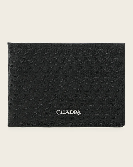BC059RS - Cuadra Black Monogram Leather Bi-Fold Wallet & Card Case Set for Men
