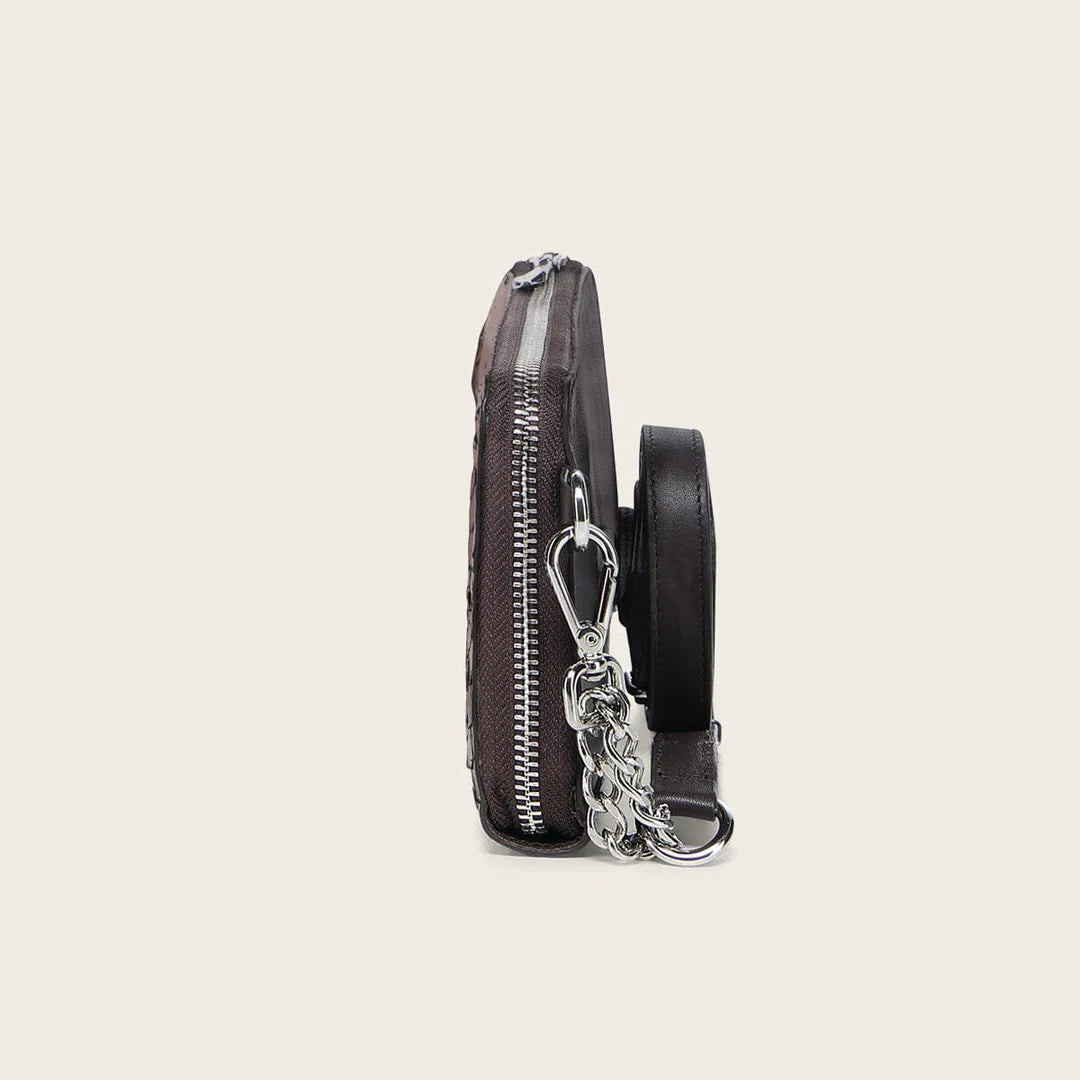 BD229PM - Cuadra chocolate casual fashion python wristlet wallet for woman