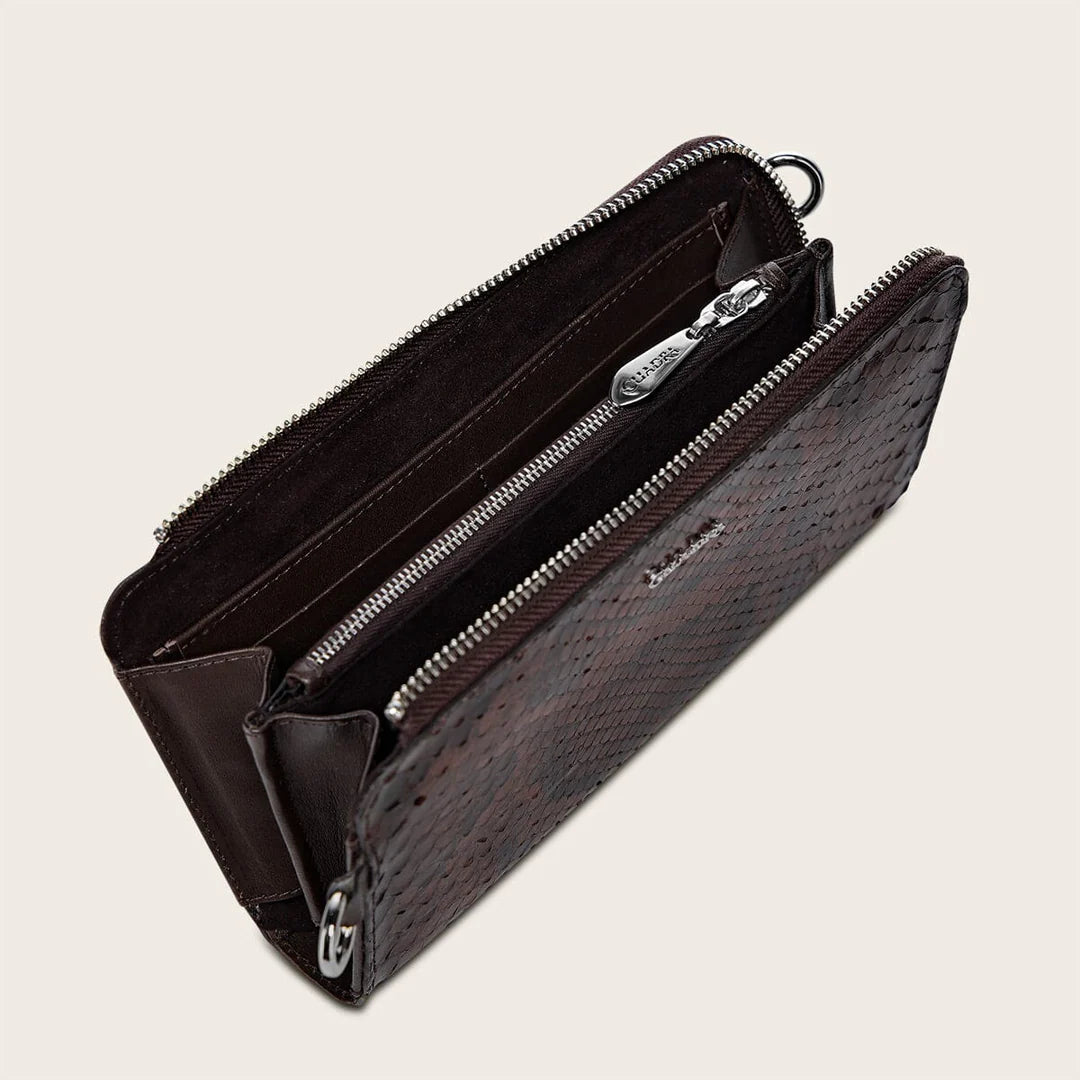 BD229PM - Cuadra chocolate casual fashion python wristlet wallet for woman
