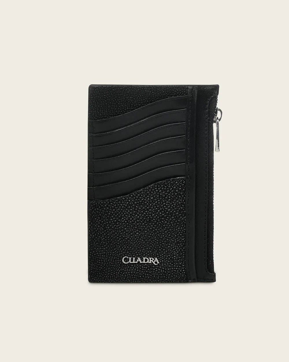BD275MA - Cuadra black stingray leather zip card holder wallet for women