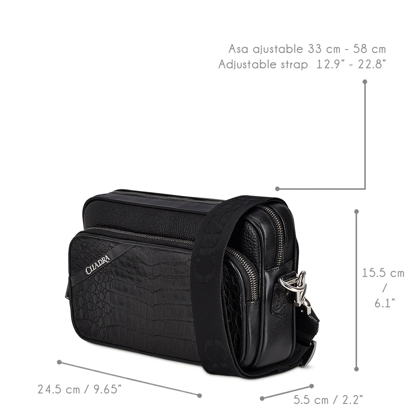 BOC04FU - Cuadra Black Casual Fashion Caiman Chest Clutch Bag for Men.