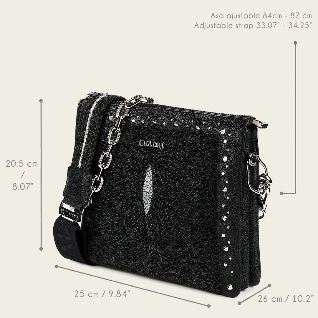 BOD1YMA - Cuadra black dress fashion stingray totebag for women