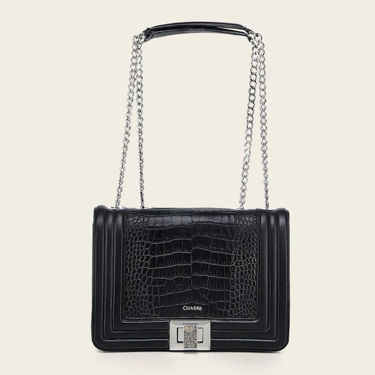 BOD3EAL - Cuadra Black Dress Fashion Alligator Leather Purse for Women