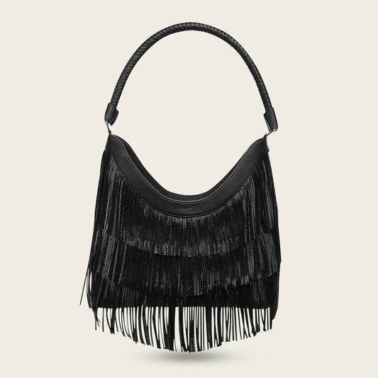 BOD4ZRS - Cuadra black western fringe leather hobo handbag for women