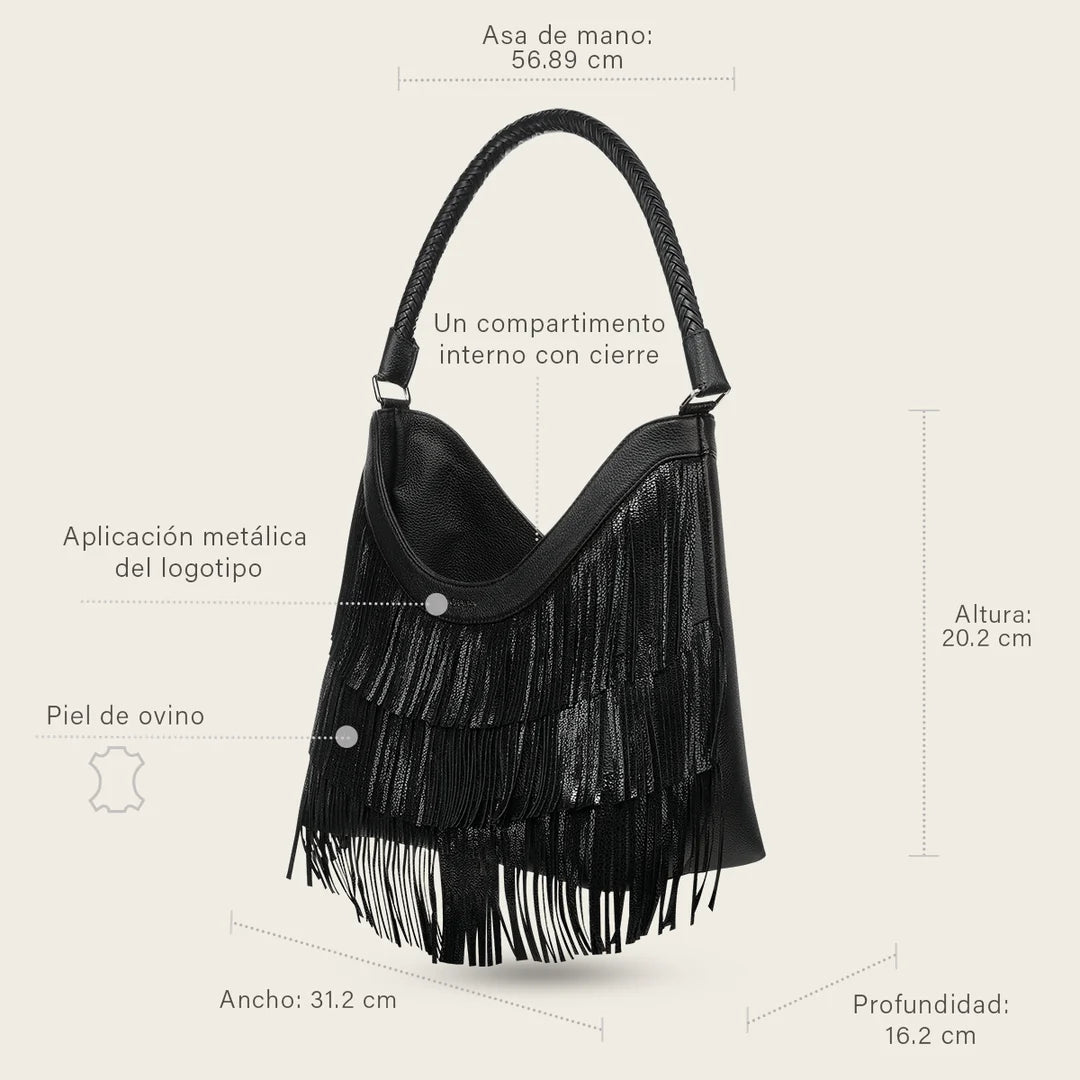 BOD4ZRS - Cuadra black western fringe leather hobo handbag for women