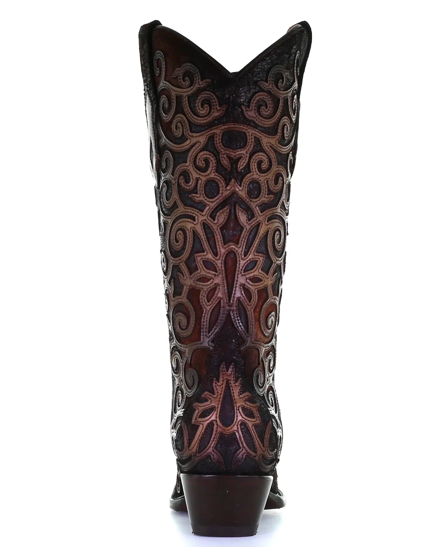 C3744-M Corral brown and red cowhide leather boots for women-Kuet.us