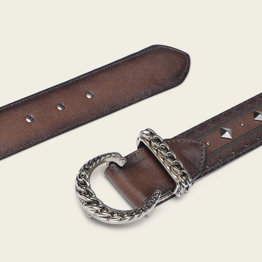 CDA37RS - Cuadra honey western cowgirl cowhide leather belt for women