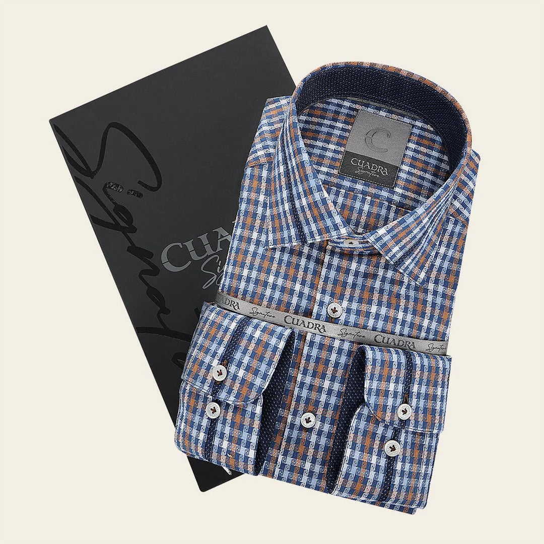CM0S357 - Cuadra Signature indigo fashion soft cotton abstract shirt for men