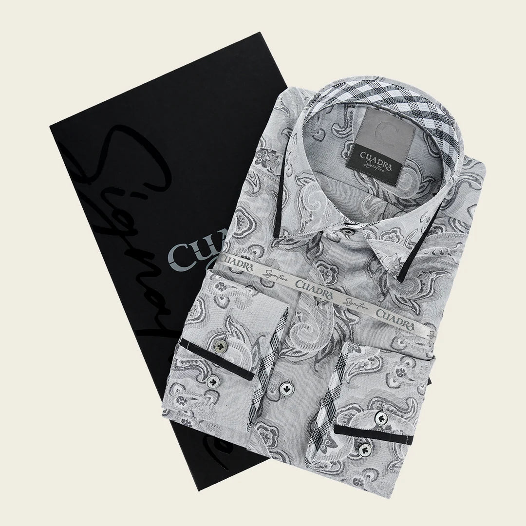 CM0S391 - Cuadra silver fashion western long sleeve cotton shirt for men