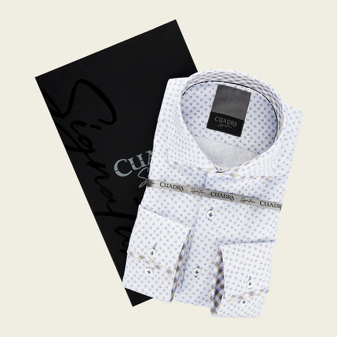 CM0WP27 - Cuadra white fashion western long sleeve cotton shirt for men