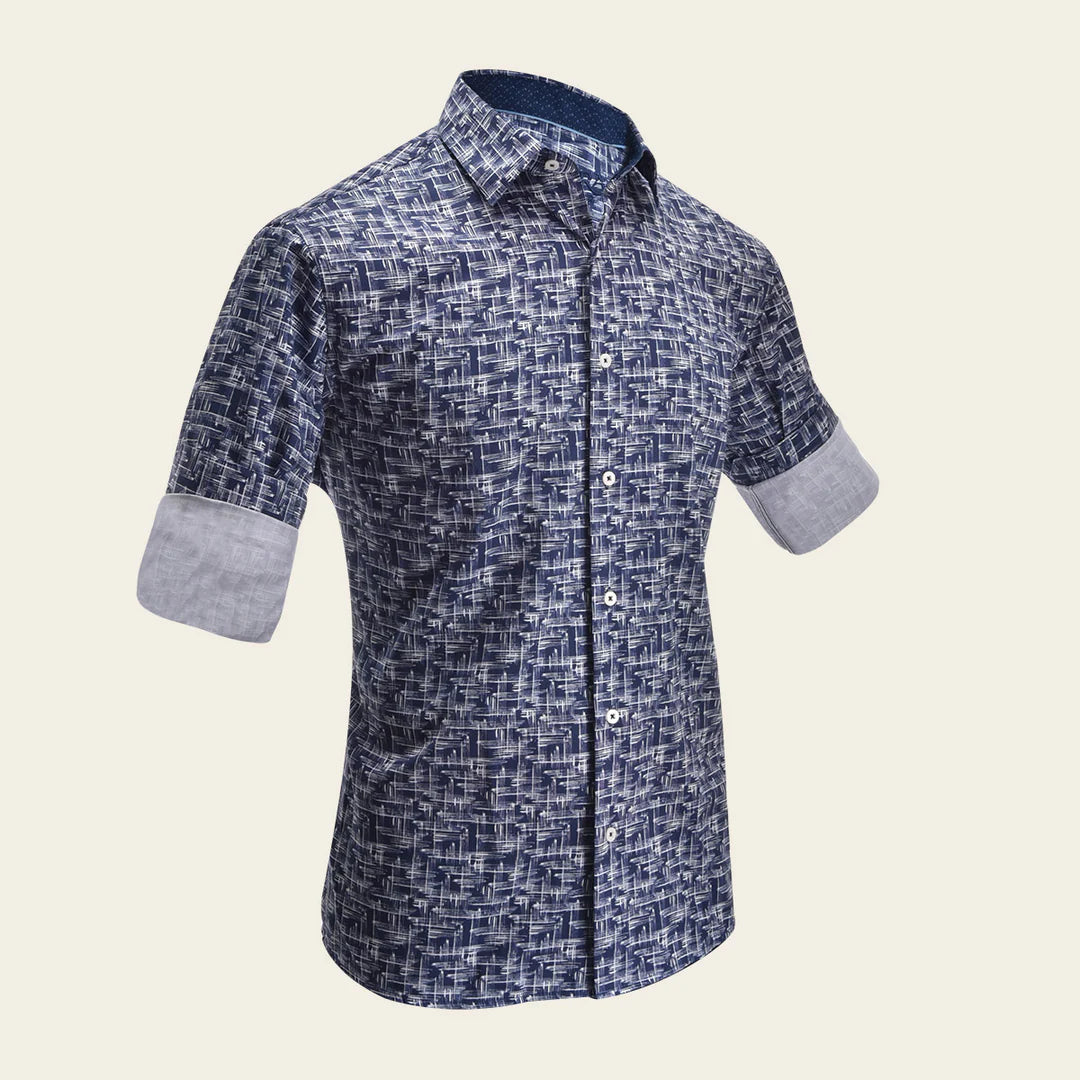 CM21069 - Cuadra navy abstract shirt for men