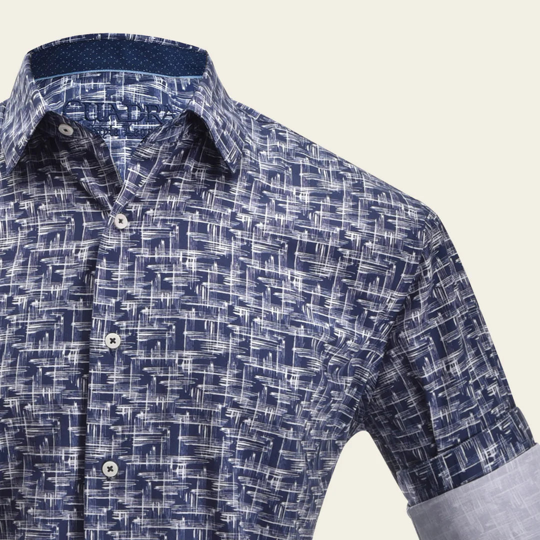 CM21069 - Cuadra navy abstract shirt for men