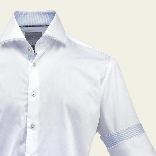 CMS0131 - Cuadra Signature white fashion soft cotton abstract shirt for men