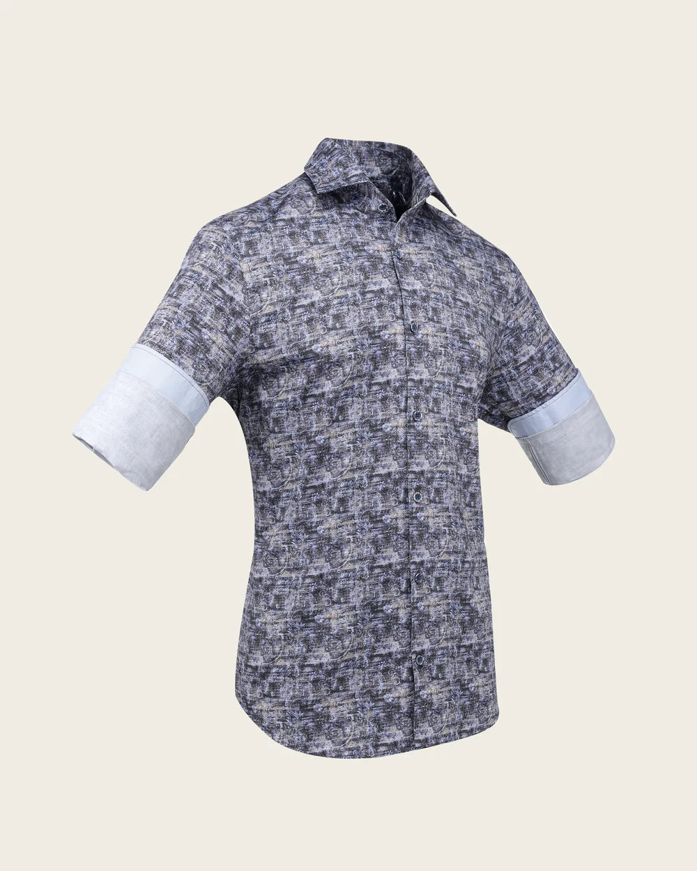 CMW2630 - Cuadra navy distressed paisley print fashion shirt for men