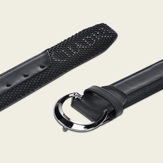 CS569RS - Cuadra black casual fashion cowhide leather belt for men