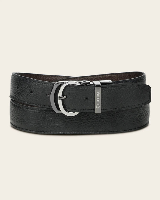 CS583VE - Cuadra black and brown reversible deer leather belt for men