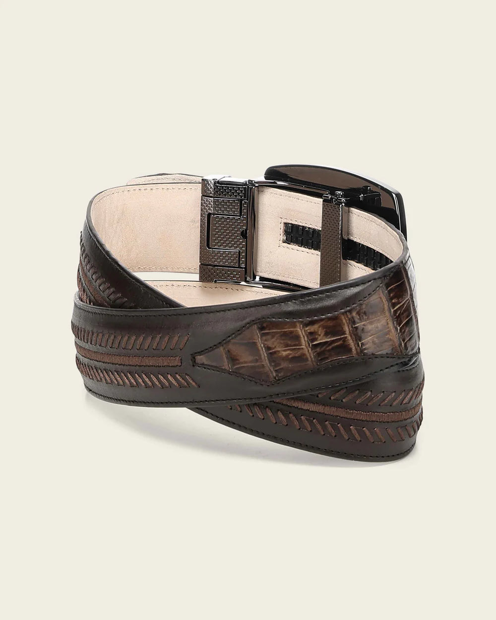 CV516FY - Cuadra Chocolate Western Fashion Caiman Belt for Men