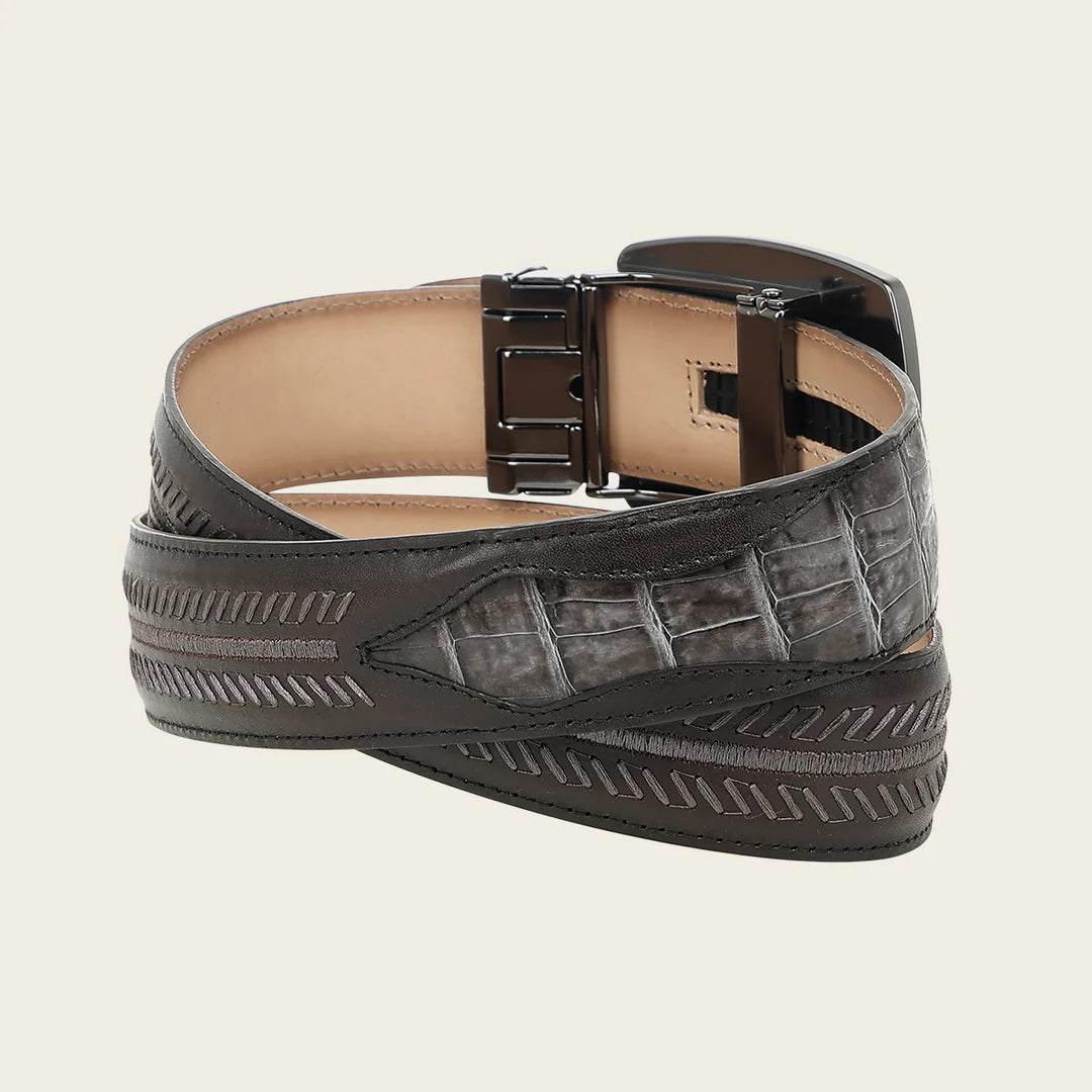 CV516FY - Cuadra Gray Western Fashion Caiman Belt for Men