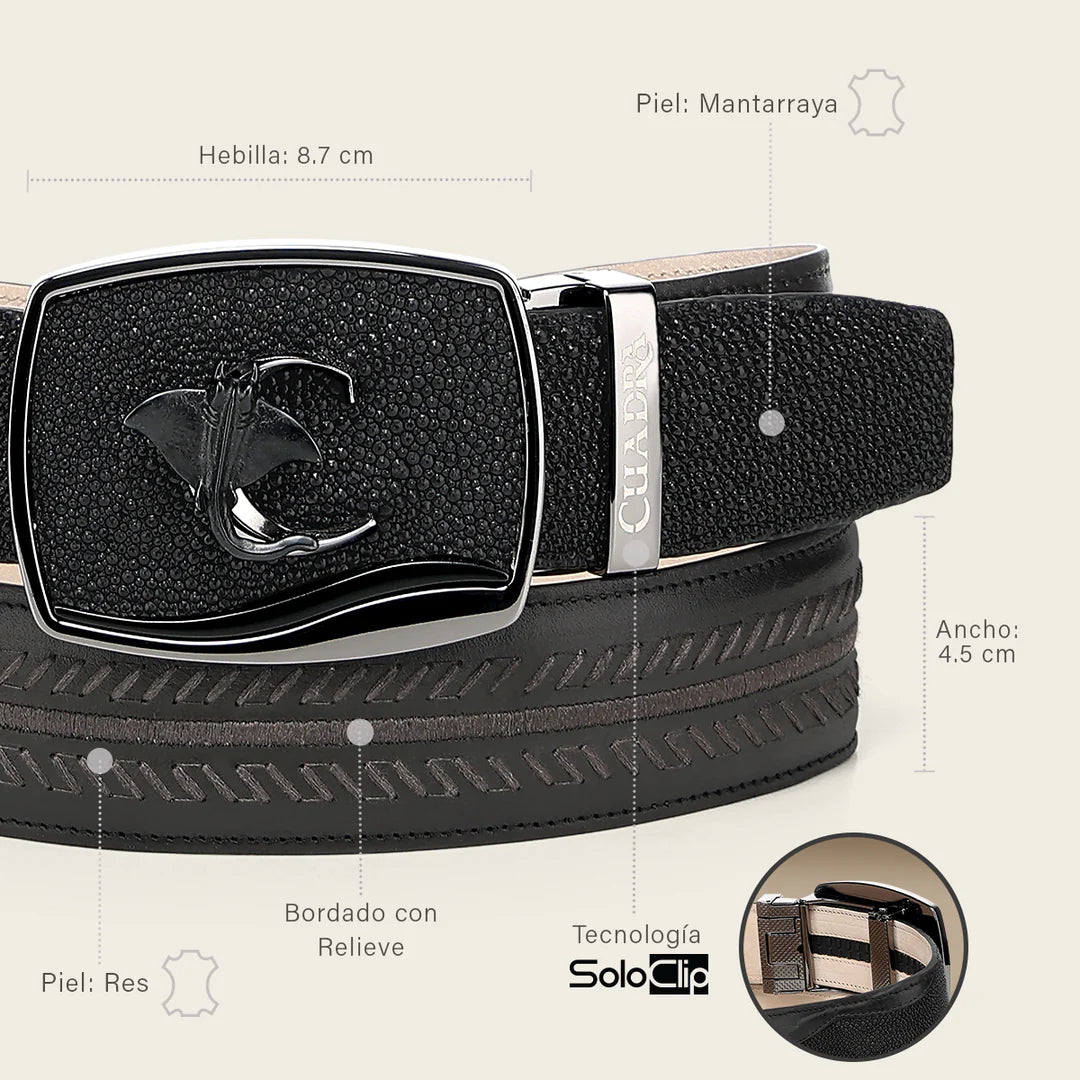 CV516MA - Cuadra Black Western Fashion Stingray Belt for Men