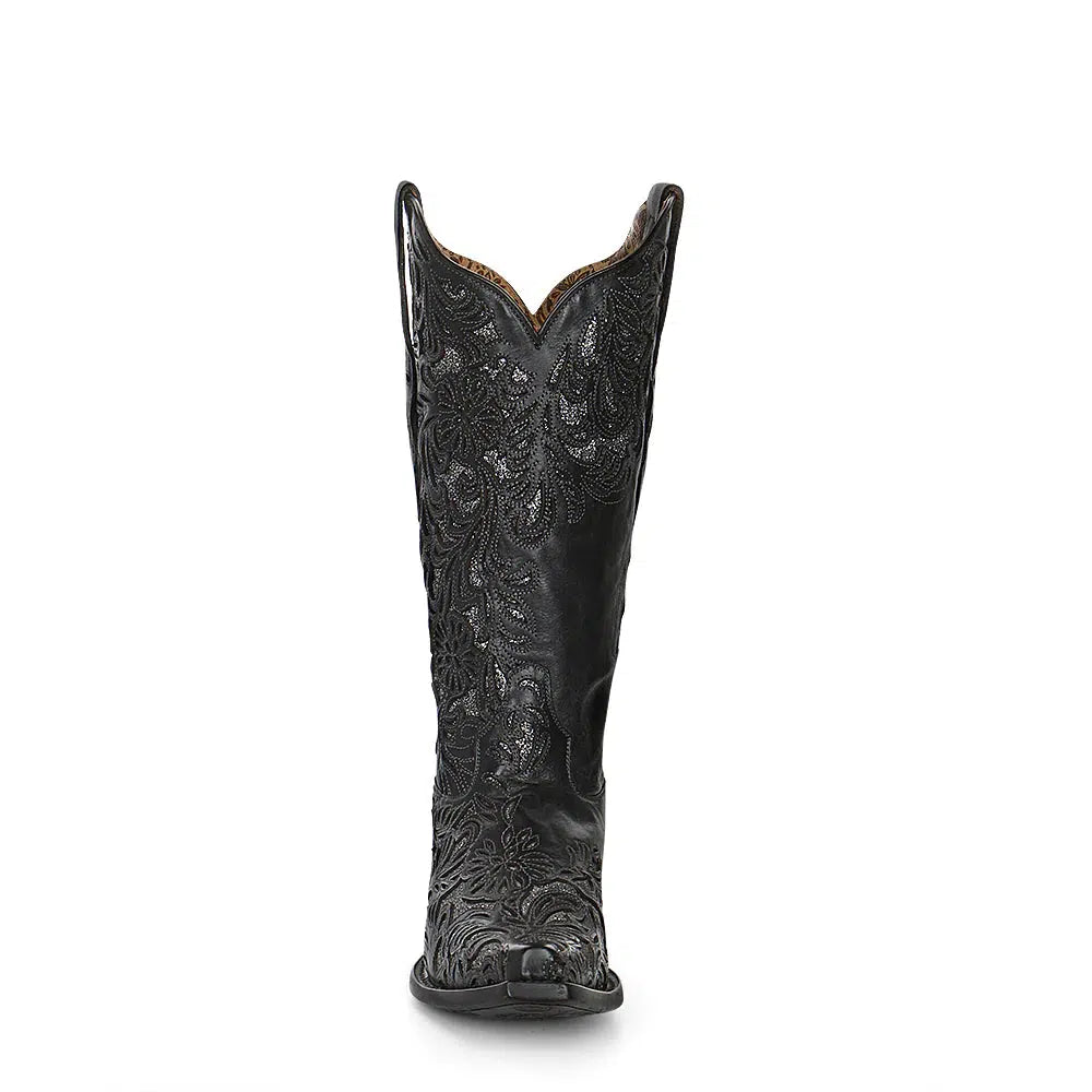 G1417-M Corral black western cowgirl leather tall boots for women-Kuet.us