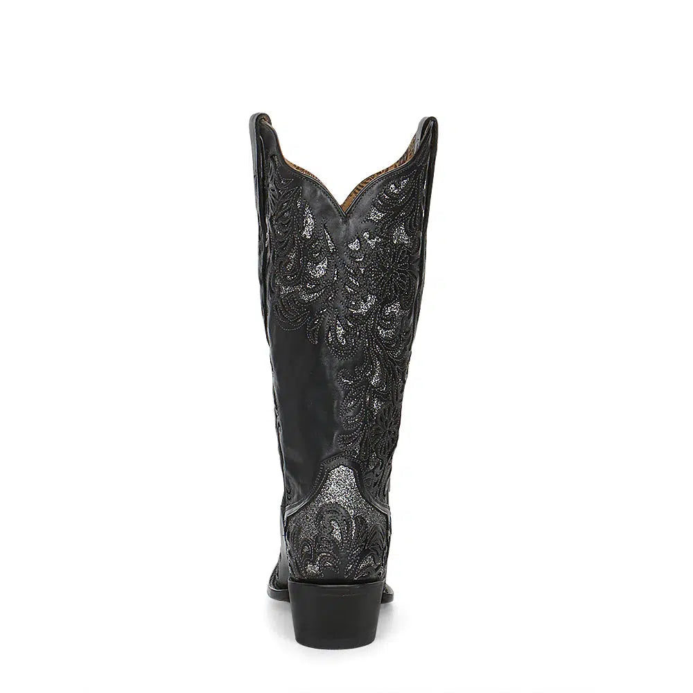 G1417-M Corral black western cowgirl leather tall boots for women-Kuet.us