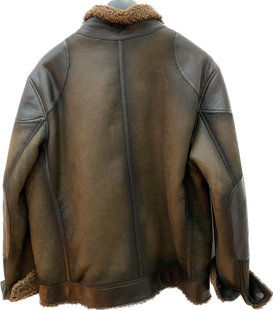 H286BOC - Cuadra brown casual fashion bomber shearling leather jacket for men-Kuet.us