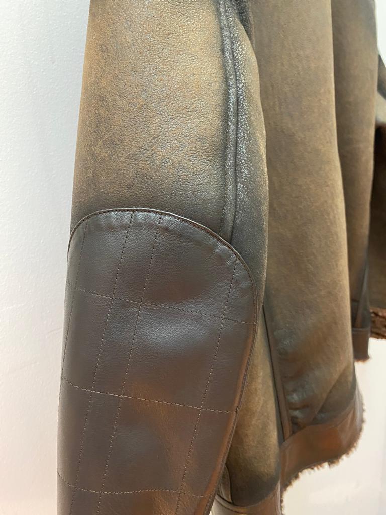 H286BOC - Cuadra brown casual fashion bomber shearling leather jacket for men-Kuet.us