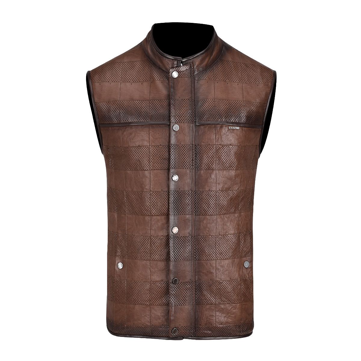 H303COC - Cuadra brown casual fashion reversible lambskin leather vest for men-Kuet.us