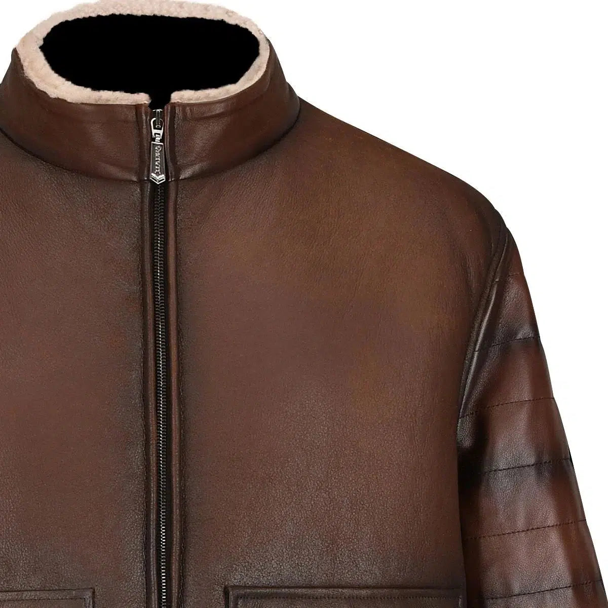 H309BOC - Cuadra brown casual fashion sheepskin leather shearling jacket for men-Kuet.us