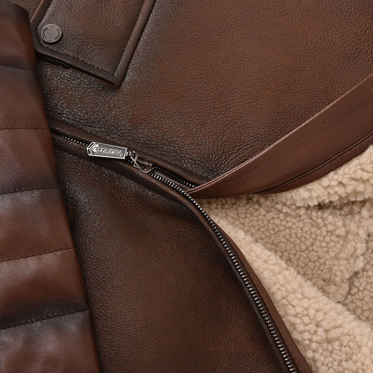 H309BOC - Cuadra brown casual fashion sheepskin leather shearling jacket for men-Kuet.us