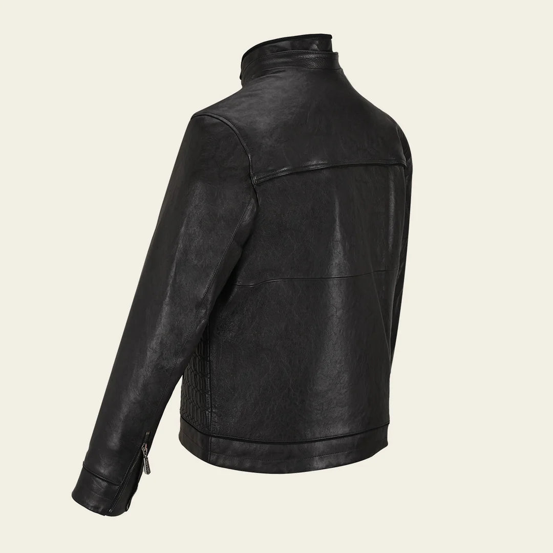 H310BOA - Cuadra Black Dress Casual Fashion Leather Jacket for Men