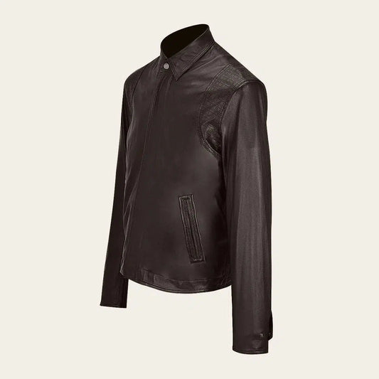 H328COC - Cuadra black dress casual fashion blouson leather jacket for men-Kuet.us