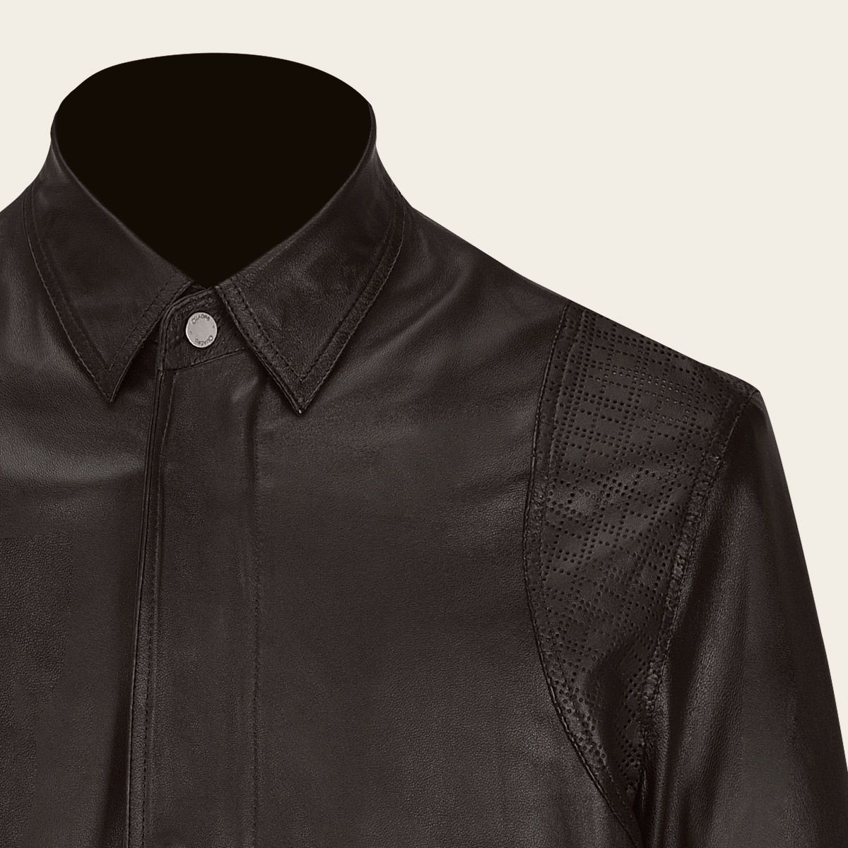 H328COC - Cuadra black dress casual fashion blouson leather jacket for men-Kuet.us