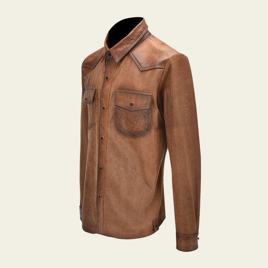 H356COC - Cuadra Honey Casual Fashion Lambskin Blouson Shirt for Men