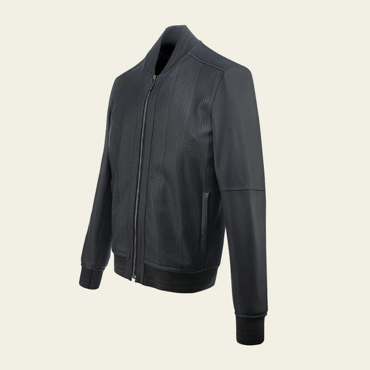 H372BOB - Cuadra black casual fashion lambskin jacket for men