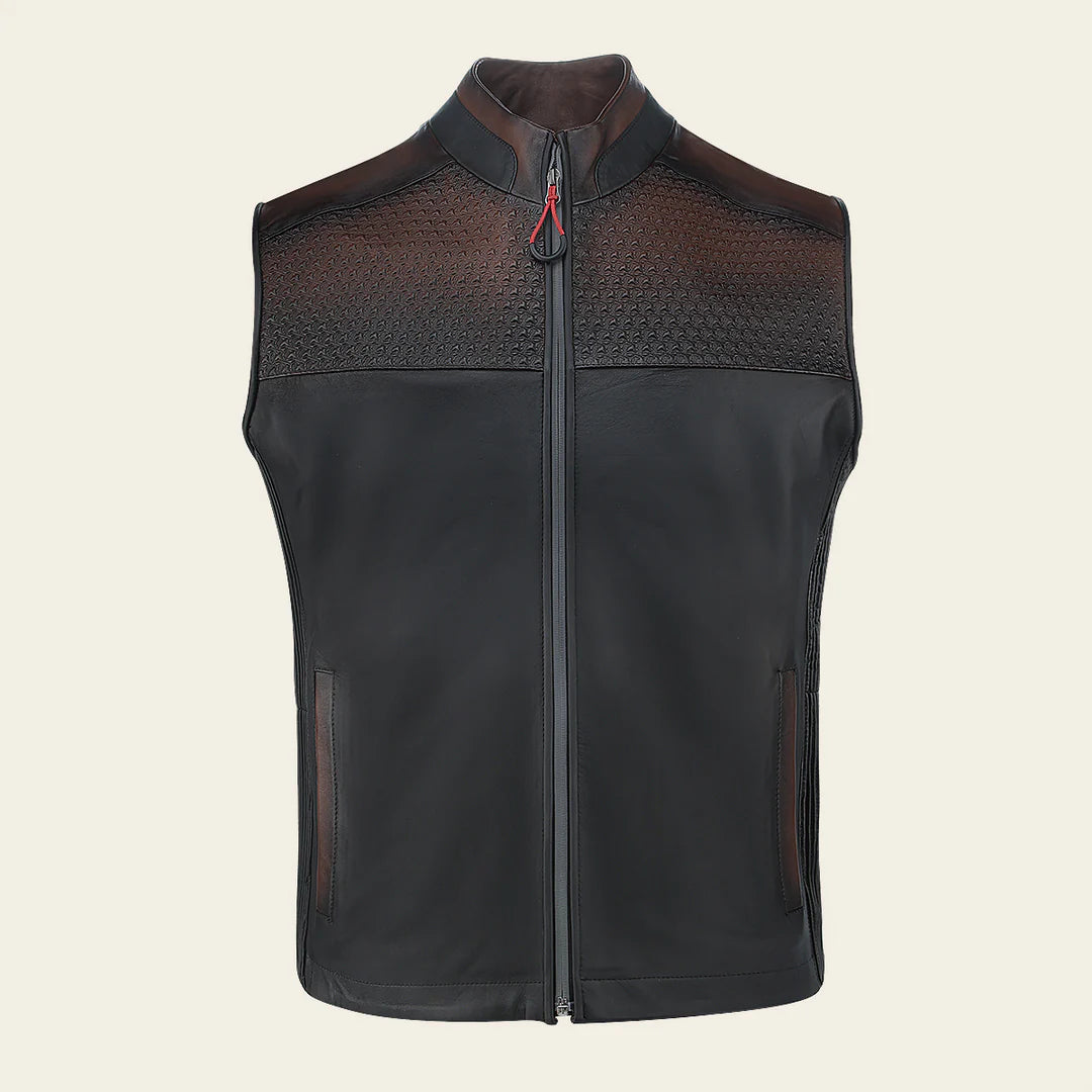 H378COB - Cuadra Brown casual fashion lambskin leather vest for