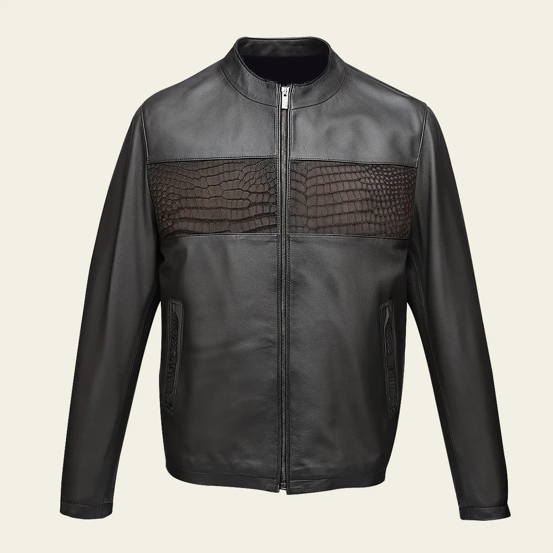H391CPB - Cuadra CHOCOLATE dress casual aviator crocodile leather jacket for men S / CHOCOLATE H391CPB - Cuadra CHOCOLATE dress casual aviator crocodile leather jacket for men S / CHOCOLATE