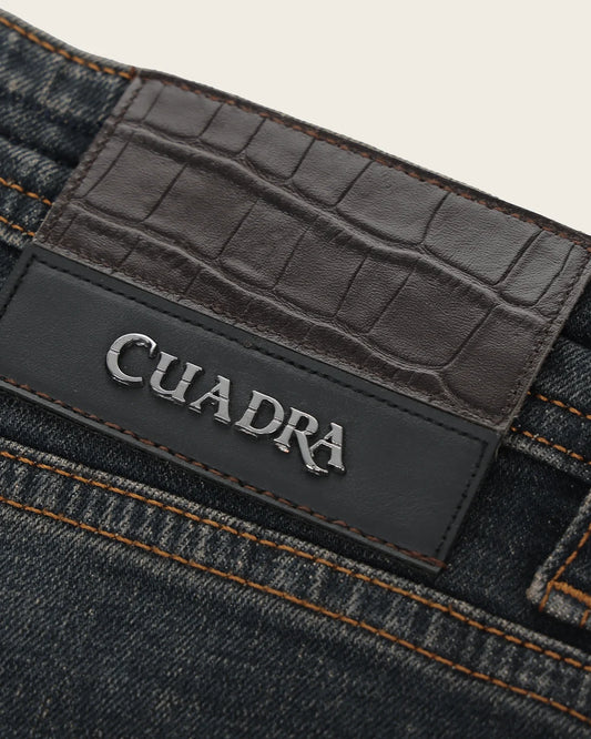 J300455 - Cuadra Men's Dark Indigo Jeans with Taupe Tint Wash