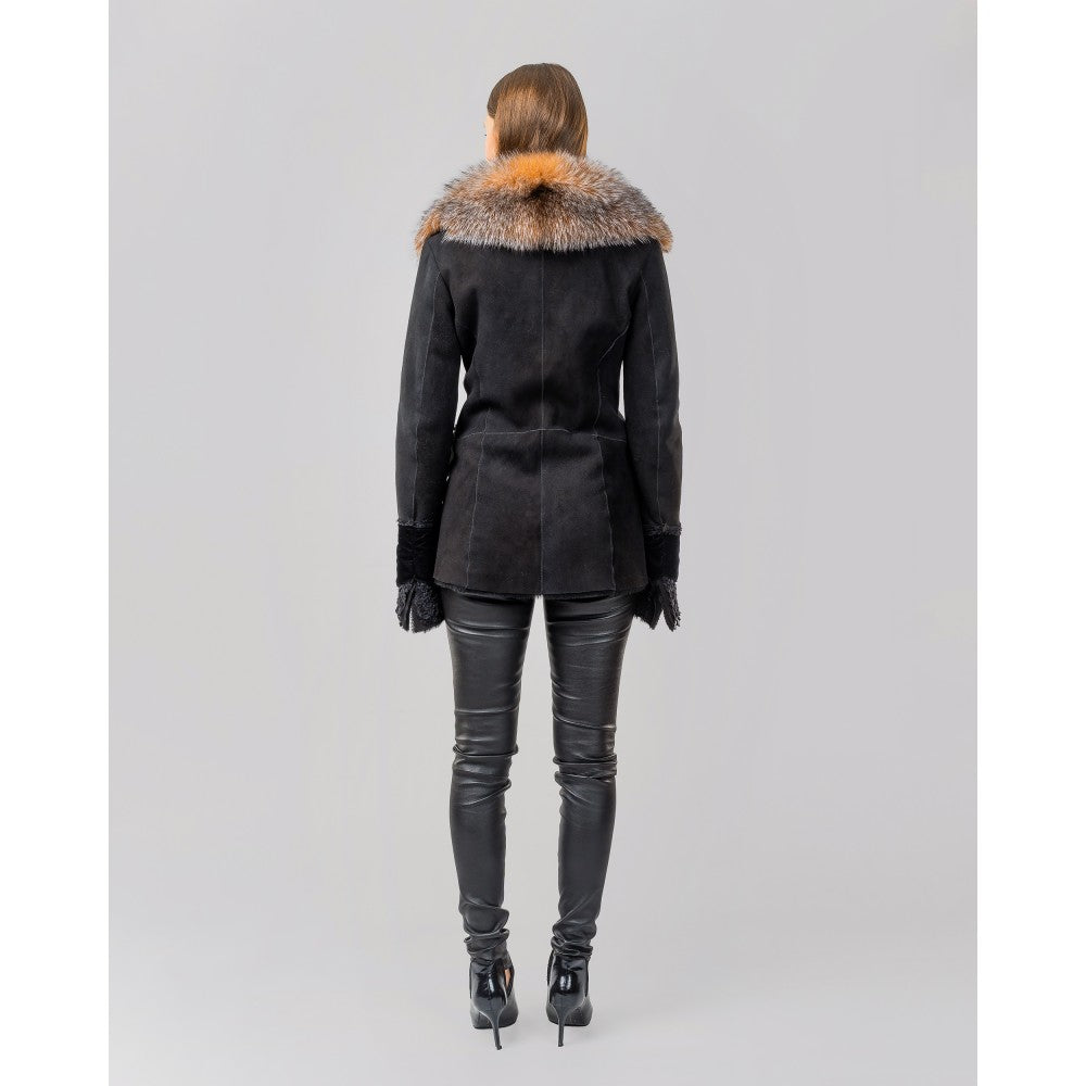 RCNOCHE28Z - Black Cuadra vest with fox fur