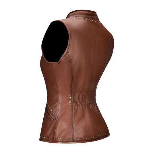 M253COB - Cuadra brown western fashion soft lambskin reversible vest for women-Kuet.us