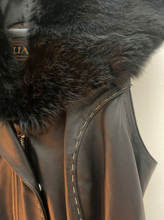 M270COB - Cuadra Black Western Fashion Leather Vest for Women