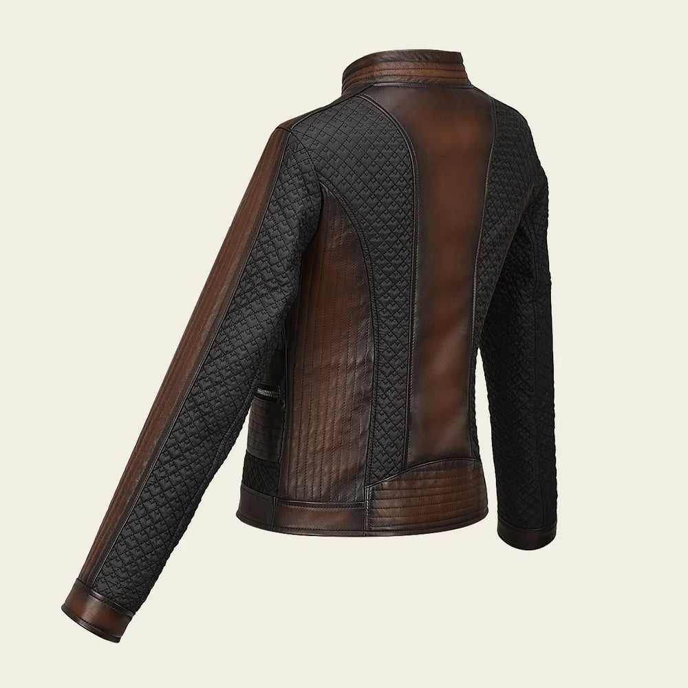 M329COC - Cuadra chocolate western fashion lambskin leather jacket for women