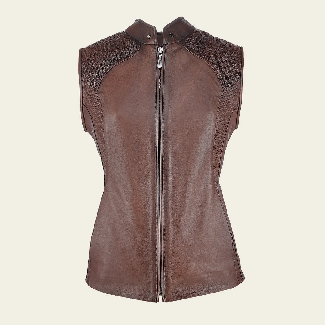 Cuadra Brown contrasting textures vest
