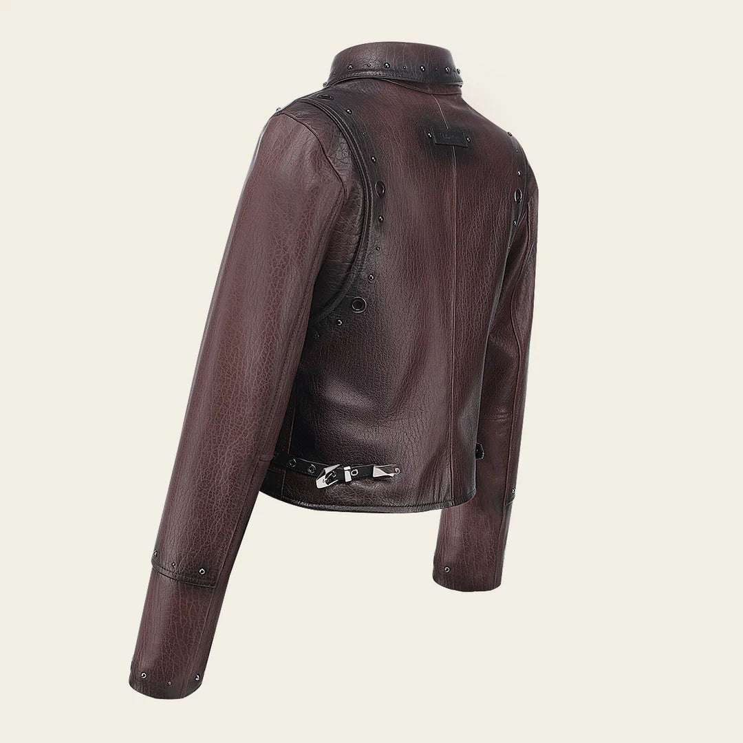 M358BOB - Cuadra chocolate western fashion lambskin leather jacket for women